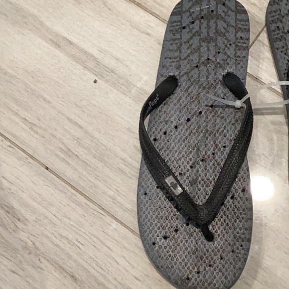 Gray Flip Flops with Black Straps
